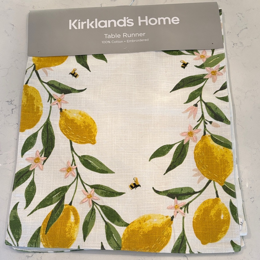 Kirklands Lemon and Leaf Table Runner